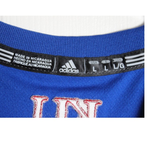 Adidas Kansas Jayhawks NCAA Basketball Jersey Red Blue Mens Large L NWT - Picture 4 of 7